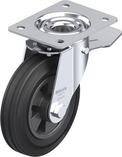Blickle Lenkrolle LE-VPP 160R-ST mit Feststeller in Schwarz und Silber, Rad-Durchmesser: 16 cm, Tragfähigkeit: 135 kg - Bild 1