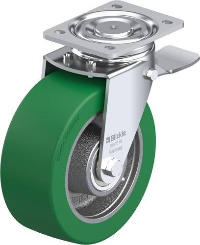 Blickle Lenkrolle 202K-ST mit Feststeller in Silber und Grün, Rad-Durchmesser: 20 cm, Tragfähigkeit: 800 kg - Bild 1