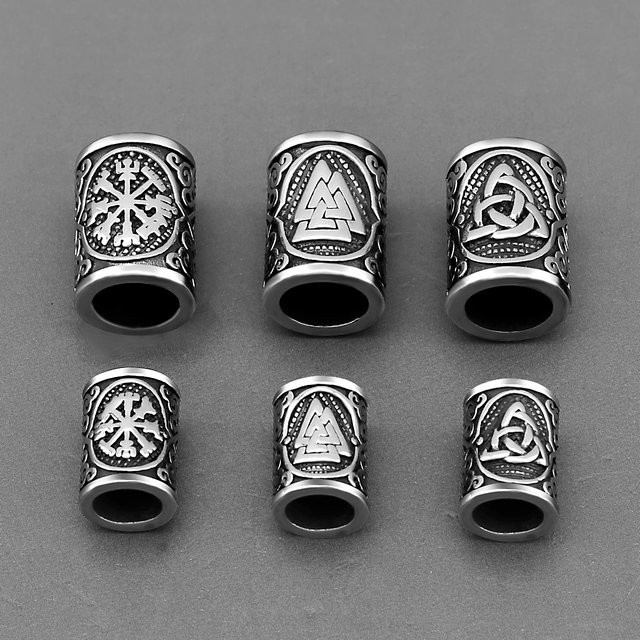 Viking Rune Perlen Edelstahl, 6mm 8mm, Unisex - Bild 1