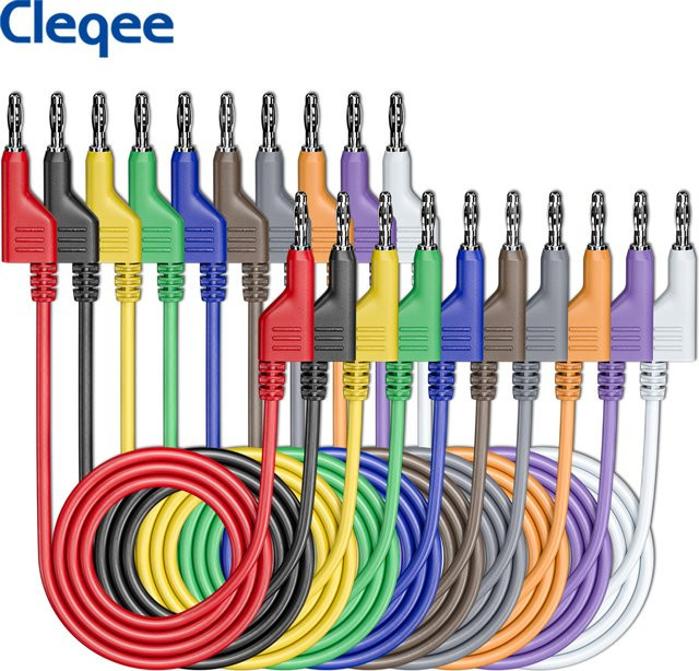 Cleqee P1036 Bananenstecker-Messleitung Set aus 10 Stück, weiche elektrische Testkabel für Multimeter, 1000 V, 15 A - Bild 1
