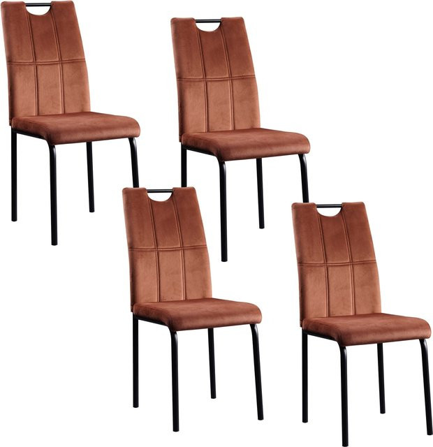 HTI-Living Esszimmerstuhl Denton 4er-Set aus Samt in Braun - Bild 1