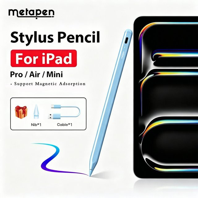 Metapen A8 Stylus-Stift für Apple Pencil 2018-2026 mit 4-Minuten-Schnellladung und magnetischer Befestigung für iPad Pro, Air und Mini 5./6. Generation in Blau - Bild 1