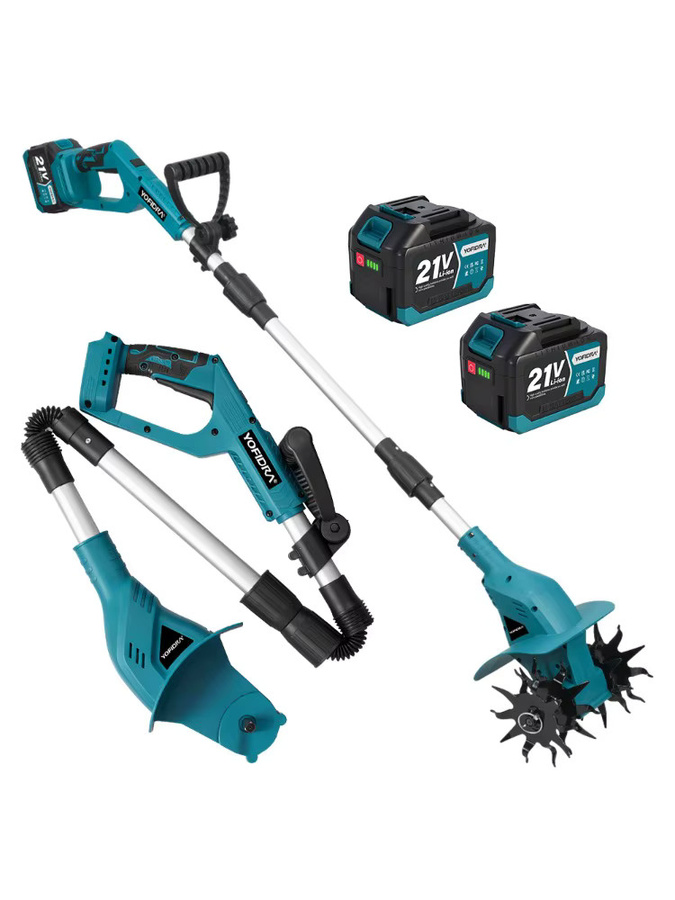 YOFIDRA Elektrischer Gartenfräser Kultivator und Vertikutierer als faltbarer Bodenlockerer für Makita 21V Akku - Bild 7