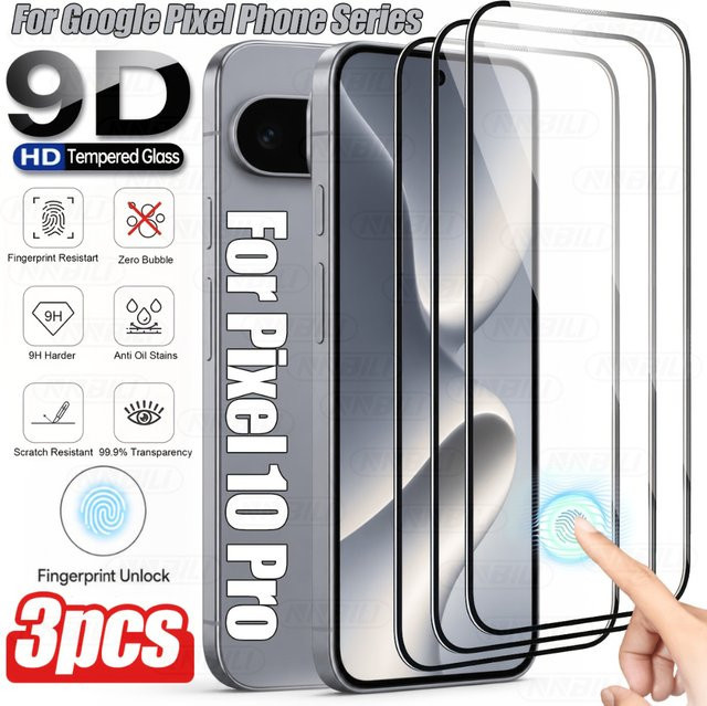 NNBILI 3 Stück Ultra HD Displayschutzfolie für Google Pixel 10 Pro XL, 10 Pro, 10, 10A, 9 Pro XL, 9 Pro, 9A, transparent mit Fingerabdruck-Entsperrung - Bild 1