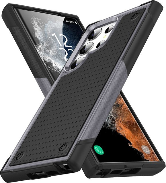 Stoßfeste Rüstungshandyhülle in Militärqualität für Samsung Galaxy S25 S24 S23 S22 S21 Serie, Farbe: Schwarz - Bild 1