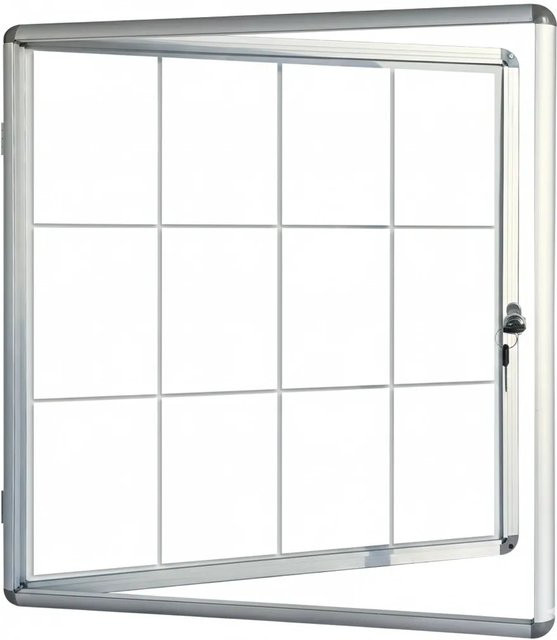 Master of Boards Premium Schaukasten Innen mit Whiteboard-Funktion, Farbe: Weiß/Silber, B/T/H: 94 x 98 cm, 12 x A4 - Bild 1