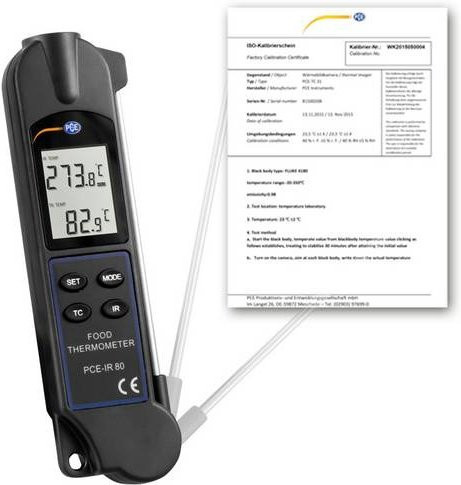 PCE Instruments PCE-IR 80-ICA Infrarothermometer und Einstichthermometer HACCP kalibriert in Schwarz aus Edelstahl - Bild 1