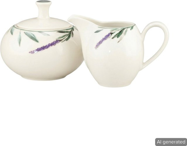Seltmann Weiden Milch- und Zuckerset Savona Provence aus Porzellan in Weiß mit floralem Design, 2er Set - Bild 1