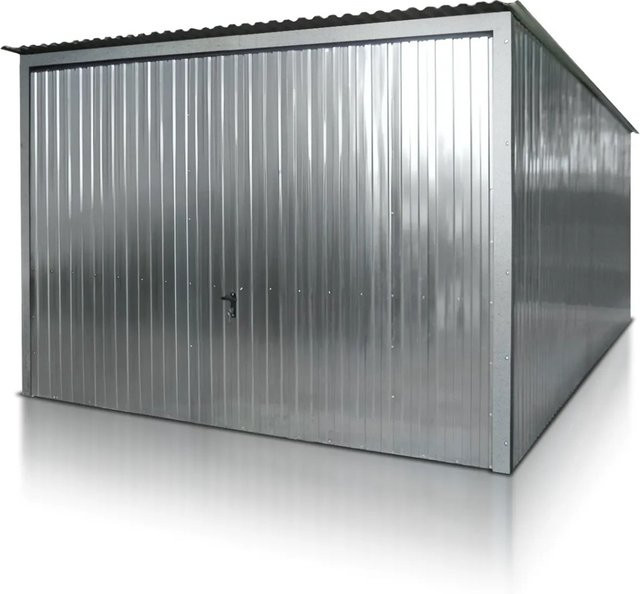 Liderstal Einzelgarage Basic aus Blech mit Pultdach, verzinkt, Farbe: Silber, B: 500 cm, H: 213 cm, T: 300 cm - Bild 1