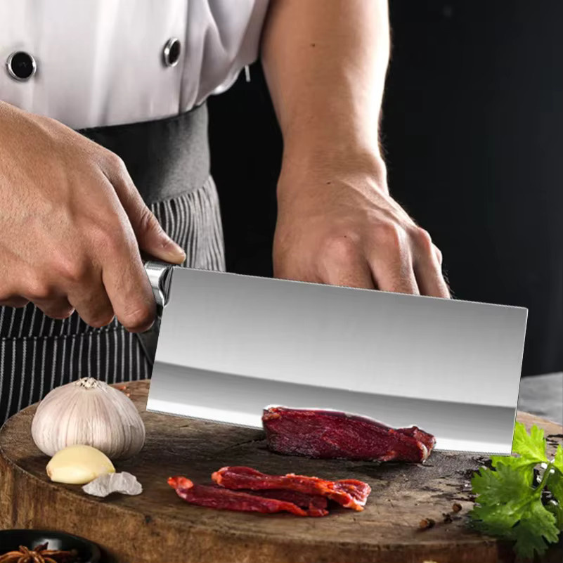 InLeung Küchenmesser Cleaver mit Holzgriff und scharfer Klinge in Silber - Bild 5