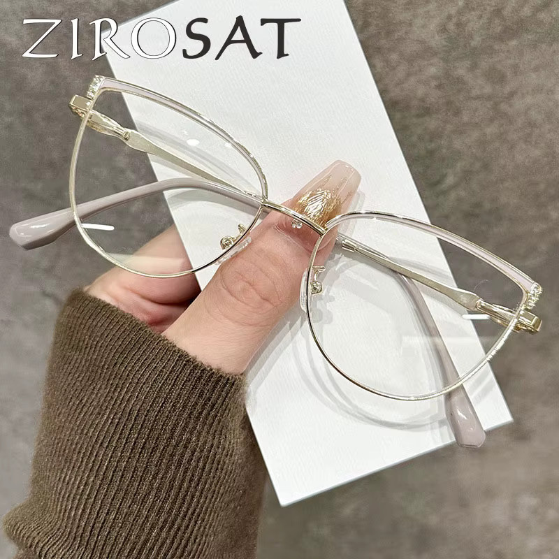 ZIROSAT J9289 Korrektionsbrille, Vollrand, Cat-Eye, Metall, Gold, Damen - Bild 1