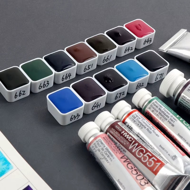 Holbein Aquarellfarben Set mit 24 Farben in der praktischen Probiergröße 1/2 ml Multicolor - Bild 4