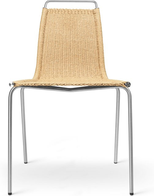 Carl Hansen & Søn PK1 Stuhl mit Papierkordelgeflecht und silbernem Stahlgestell - Bild 1