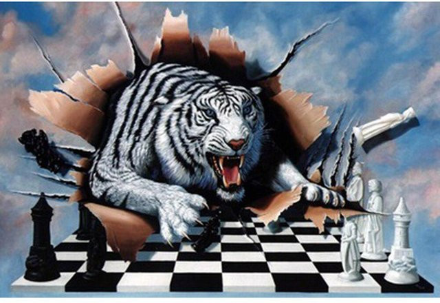 Tigerhome Decor 5D DIY Diamantmalerei Set mit Tiermotiv in Schwarz und Weiß, B/H: 20 x 30 cm - Bild 1