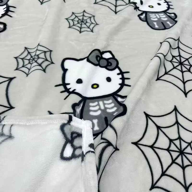 Sanrio Hello Kitty Decke aus Flanell-Samt mit Halloween-Motiv, weiche Steppdecke für Kinder und Raumdekoration - Bild 2