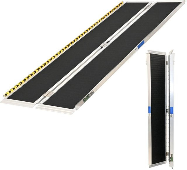 TRUTZHOLM Rollstuhlrampe aus Aluminium klappbar, Länge: 213 cm, Traglast: 272 kg, Schwarz beschichtet - Bild 1