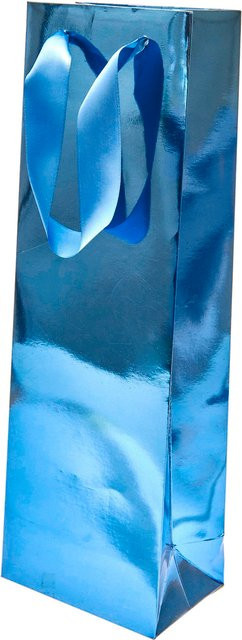 Rico Design Flaschentüte aus Papier in Metallic Glänzend Blau, Höhe: 36,5 cm, Breite: 12,0 cm, Tiefe: 8,0 cm - Bild 1
