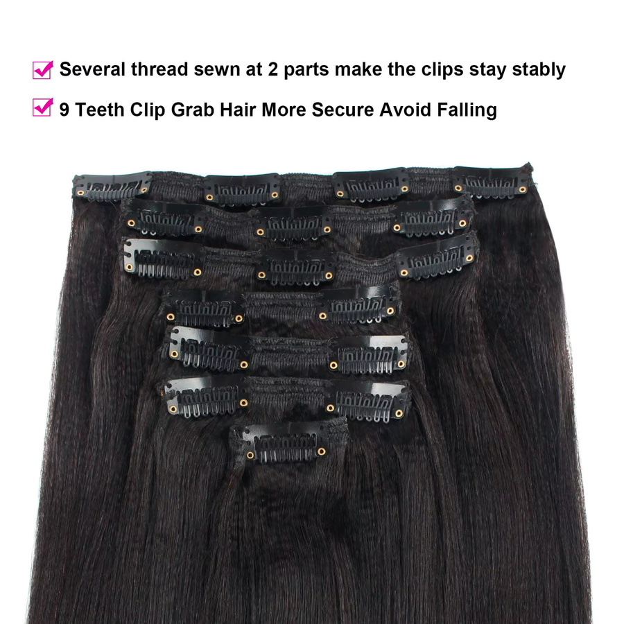 xbeauty Yaki Straight Clip-in-Haarverlängerungen, 100 % Echthaar, Damen - Bild 4