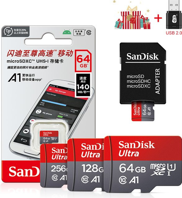 SanDisk microSD Speicherkarte Class 10 UHS-1 mit Kartenleser, 256 GB - Bild 1
