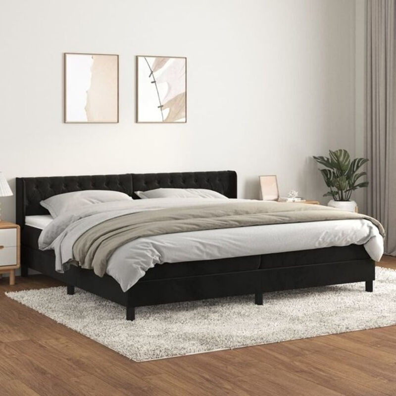 Vidaxl Boxspringbett mit Matratze in Schwarz aus Samt B/T: 200 x 200 cm - Bild 1