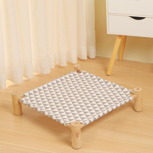 Haustier-Feldbett für Hunde und Katzen von Household supplies MH, abnehmbarer und waschbarer Stoffbezug mit Blumenmuster, B/T/H: 53 x 53 x 13 cm, Farben: Grün und Grau - Bild 1