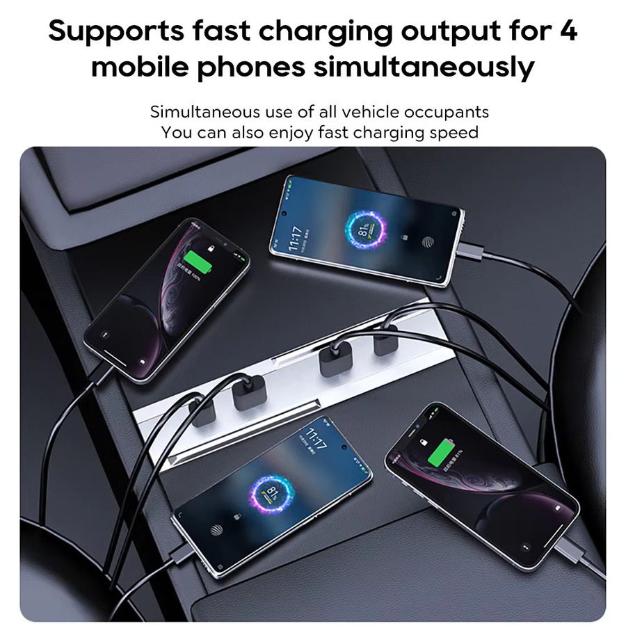 TESY USB-C USB-Hub Schnellladestation für Tesla Model Y und Model 3 Highland in Silber - Bild 6