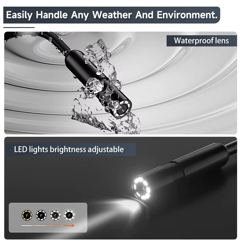 ZYPUSON Endoskop mit 4,3 Zoll IPS-Bildschirm und 1080P Kamera, wasserdichtes Handendoskop mit LEDs für Rohrleitung und Autoreparatur, schwarzes starres Kabel 2-100M - Bild 3