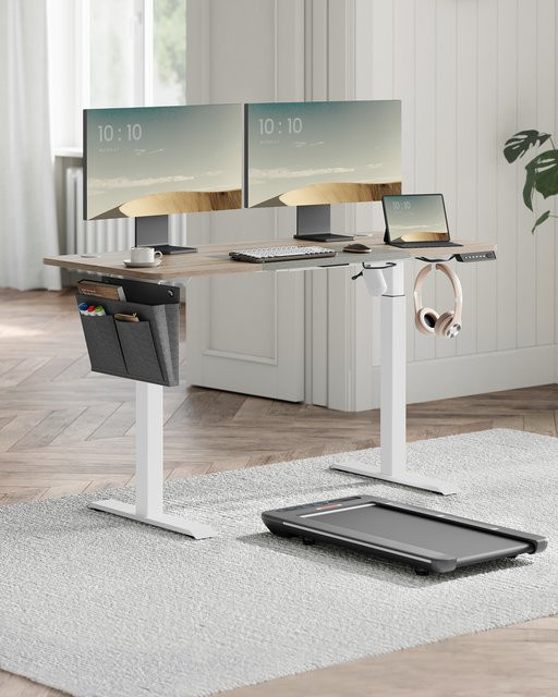 Songmics Elektrisch Höhenverstellbarer Schreibtisch in Schwarz, Modernes Home-Office Design mit MDF-Platte, B: 140 cm, T: 60 cm, H: 72-120 cm - Bild 1