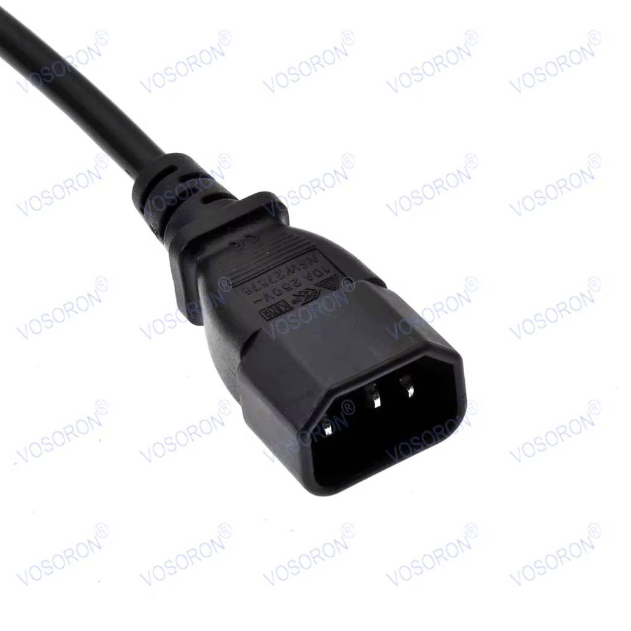 VOSORON USV-Server Y-Splitter-Verlängerungsstromkabel von IEC 320 C14 auf 4x IEC 320 C13, Schwarz, Länge: 60 cm - Bild 2