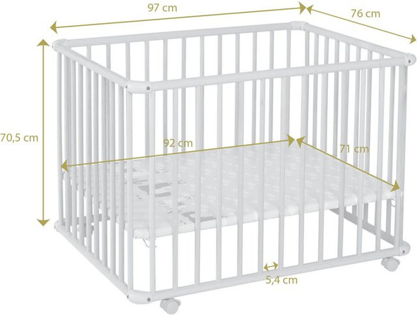 Geuther Laufgitter Belami Plus aus Buchenholz mit Rollen, erweiterbar, B/T/H: 76 x 97 x 70,5 cm
