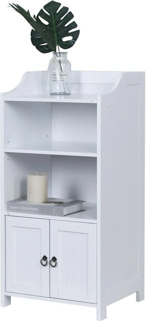 Relaxdays Badezimmerschrank aus MDF und Zink in Weiß mit 4 Fächern und Türfach, H: 86 cm, B: 40,5 cm, T: 36 cm - Bild 1