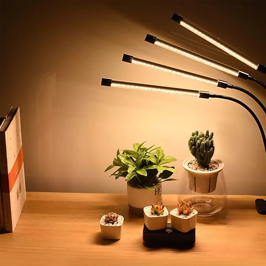 USB-Clip-Pflanzenlampe mit LED-Vollspektrum, dimmbar und mit Timer, warmweißes Licht, Schwarz - Bild 3