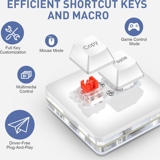 SAYODEVICE Mini-Makrotastatur für Büro und Gaming, mechanische USB-C Tastatur mit Hot-Swap-Funktion, Weiß - Bild 1