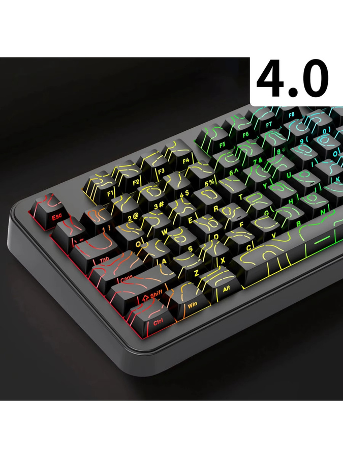 Topographic 4.0 PBT Double-Shot Tastenkappen Set mit 134 Tasten in Schwarz und Weiß, Cherry-Profil für MX-Switches, RGB-kompatibel für Gaming-Tastaturen - Bild 4