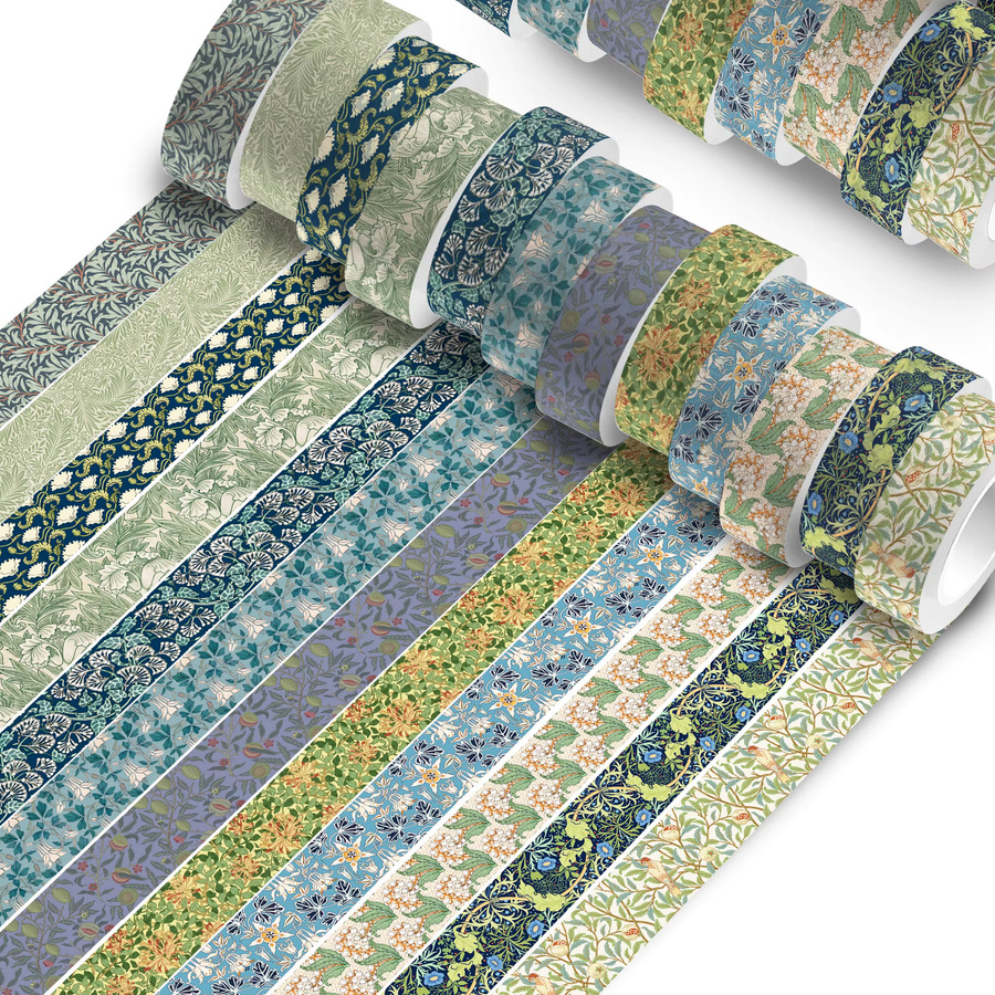 12 Rollen Retro Vintage Blumen Washi Tape Set aus Papier in Multicolour für Scrapbooking und DIY Bastelarbeiten - Bild 2