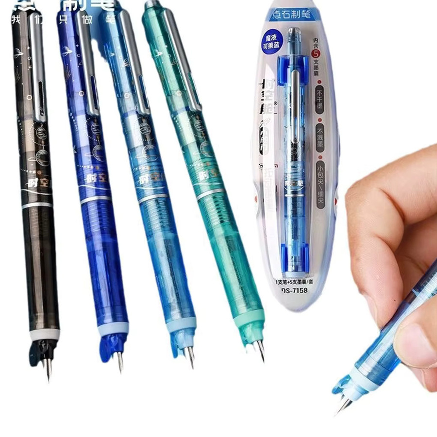Einziehbarer Füllfederhalter 7158 mit blauer Tinte aus Kunststoff für Schüler zum Üben von Kalligraphie - Bild 1
