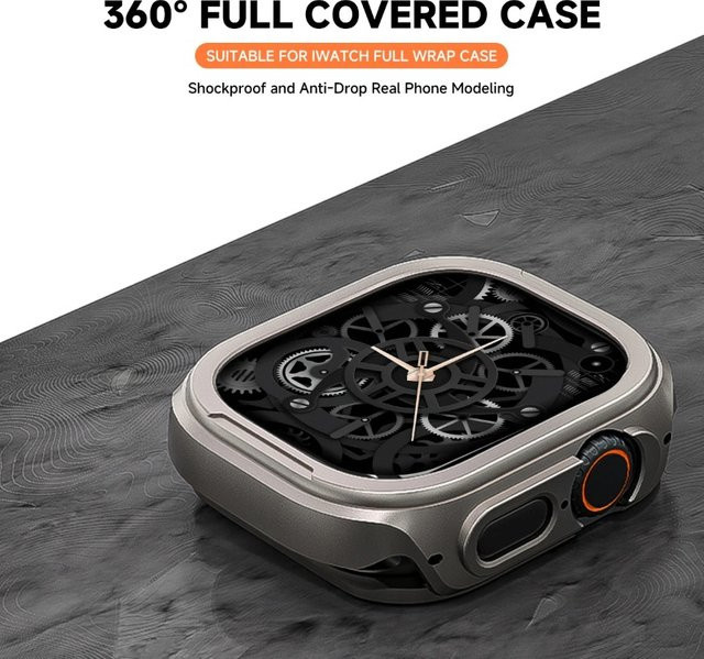 CAOWTAN Metallgehäuse für Apple Watch 49 mm, 46 mm, 42 mm, 44 mm und 45 mm, Aluminium Schutzgehäuse und Stoßstangenrahmen für iWatch Serie 10 zum Wechsel auf Ultra-Design - Bild 1