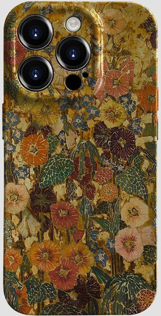 Potdemiel Handyhülle mit literarischem Retro-Blumen-Design für iPhone 11 bis 16 Pro Max, glänzende Folie, harte PC-Abdeckung, Multicolor - Bild 1