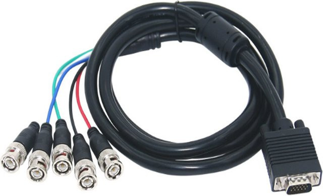 OULLX VGA auf 5 BNC Videokabel RGBHV Matrix-Konvertierung in Schwarz, Länge: 3 m - Bild 1