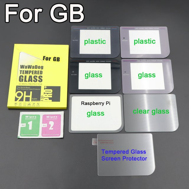 TingDong Displayschutzfolie aus gehärtetem Glas für GB-Spielkonsole, Schwarz, Transparent, Retro-Design - Bild 1