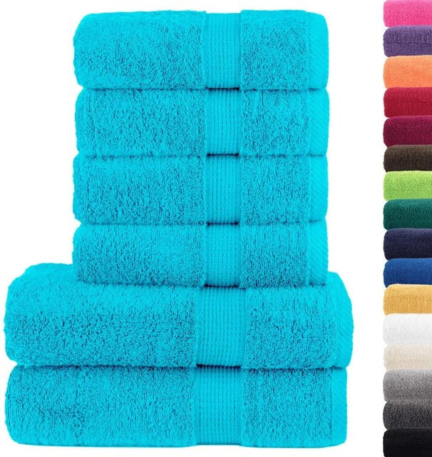 vidaXL 6-teiliges Premium-Handtuch-Set SOLUND in Türkis aus Baumwolle mit 600 g/m² - Bild 1