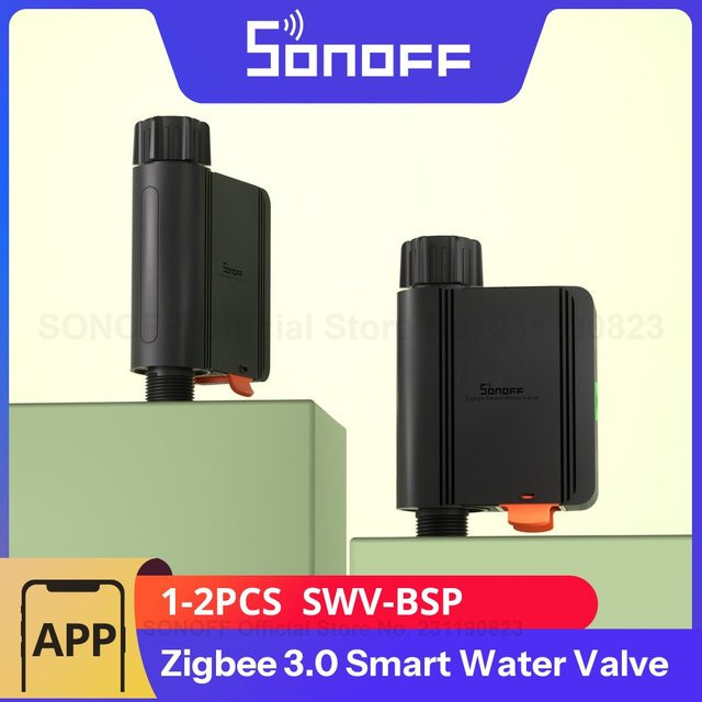 SONOFF SWV-BSP Zigbee 3.0 Intelligentes Wasserventil mit Timer, IP55 Automatisches Bewässerungssystem, Schwarz - Bild 1