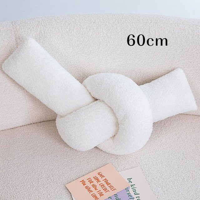 Yiran toy Knoten Kissen im Nordischen Stil aus Plüsch, Farbe: Weiß, Breite: 60-95 cm - Bild 1