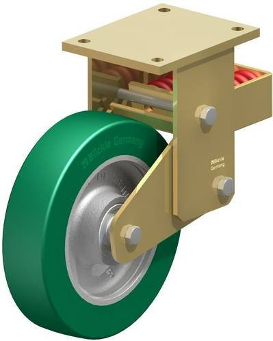 Blickle BSFN-GST 250K Bockrolle gefedert in Silber und Grün mit 250 mm Rad-Durchmesser und 1200 kg Tragfähigkeit - Bild 1