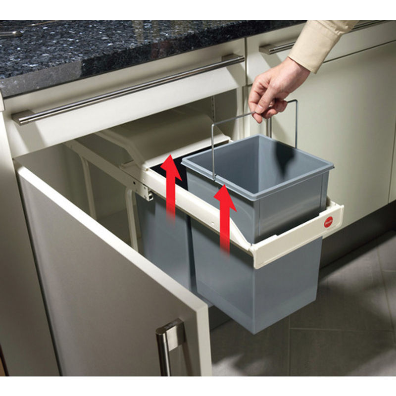 Hailo Multi-Box duo L Einbau-Mülleimer silberfarben 2x14 l - Bild 3