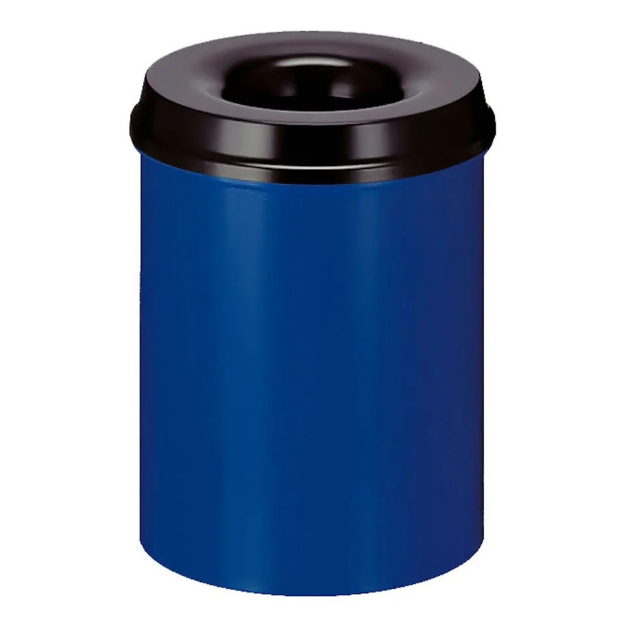 PROREGAL Selbstlöschender Papierkorb und Abfallsammler aus Metall, Blau und Schwarz, H x Ø: 36 x 26 cm - Bild 2