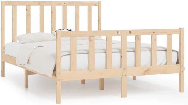 vidaXL Massivholzbett aus Kiefer in Braun, B/T/H: 140 x 190 x 69,5 cm - Bild 1