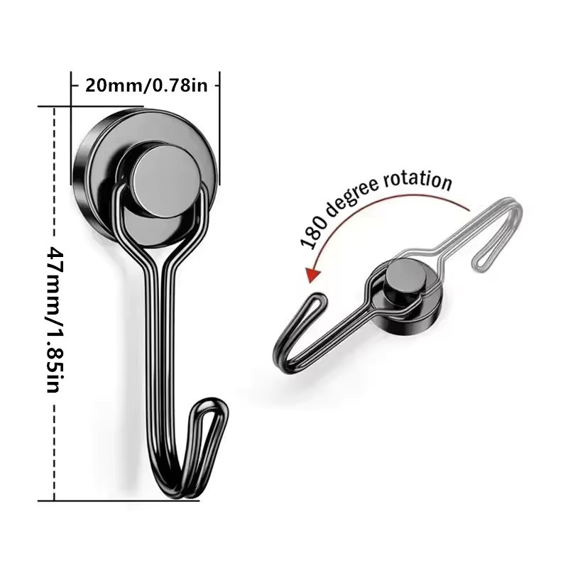 Mognot Neodym-Magnete mit magnetischen Haken, 20 mm, Silber und Schwarz - Bild 2