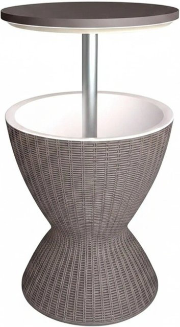 Relaxdays Beistelltisch in Rattan-Optik aus Polypropylen und Aluminium, Beige, Höhenverstellbar mit Kühlfunktion 30 L, Höhe: 57 cm, Breite: 48,5 cm, Tiefe: 48,5 cm - Bild 1