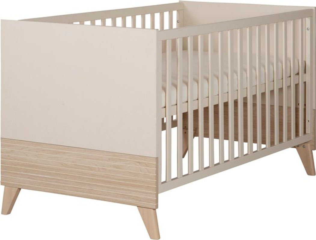 Roba Babybett Sidney in Weiß und Beige mit Eichenoptik, B/T/H: 70 x 140 x 82 cm - Bild 3